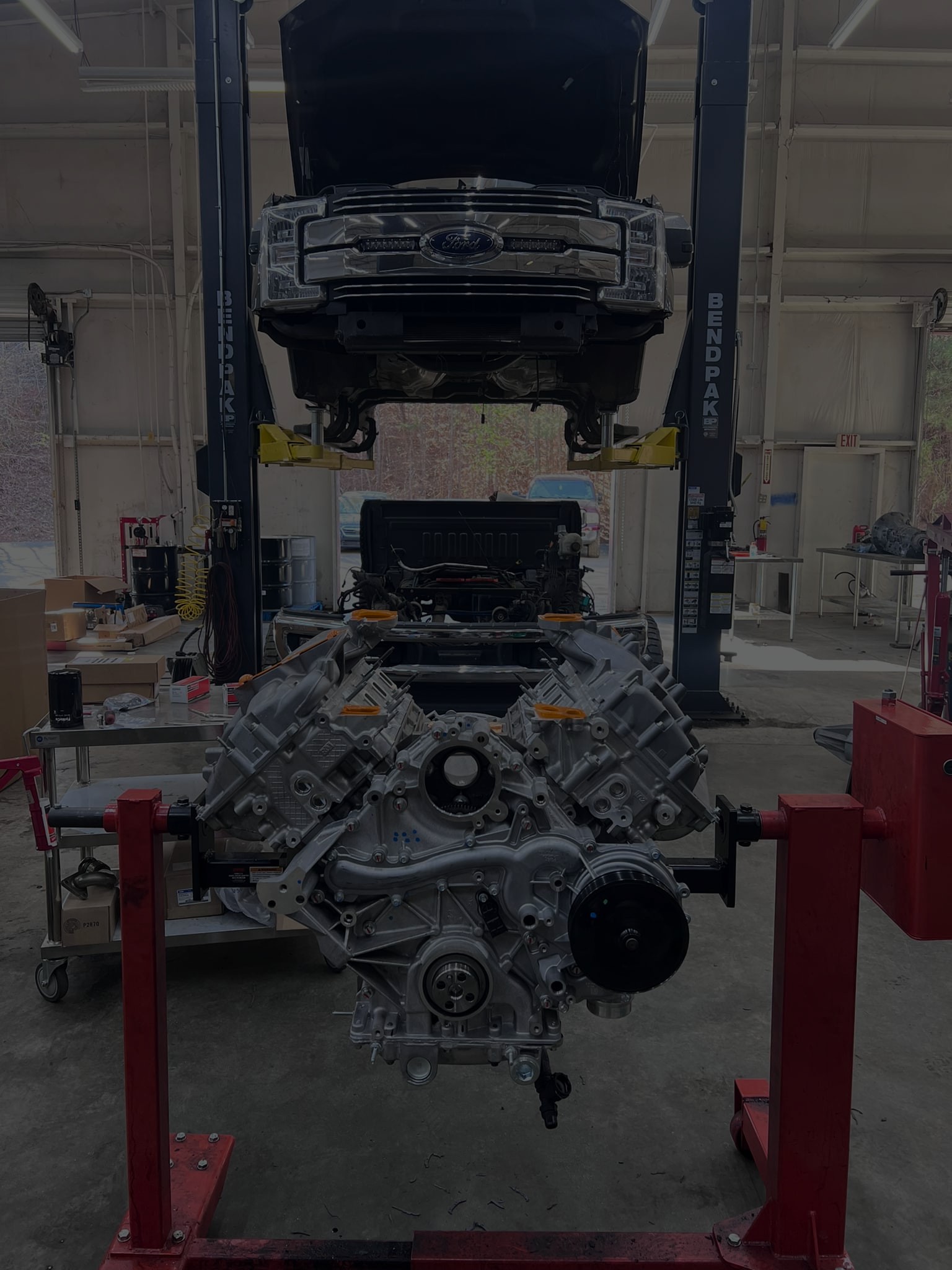 Ford Power Stroke engine removed from Truck